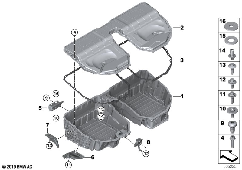 Корпус высоковольтного накопителя для BMW G20 330e B48X (схема запчастей)