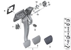 Педальный механизм АКПП для BMW G20 330e B48X (схема запасных частей)