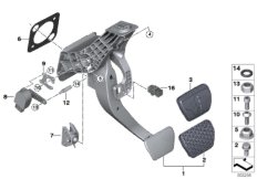 Педальный механизм АКПП для BMW G20 330e B48X (схема запасных частей)