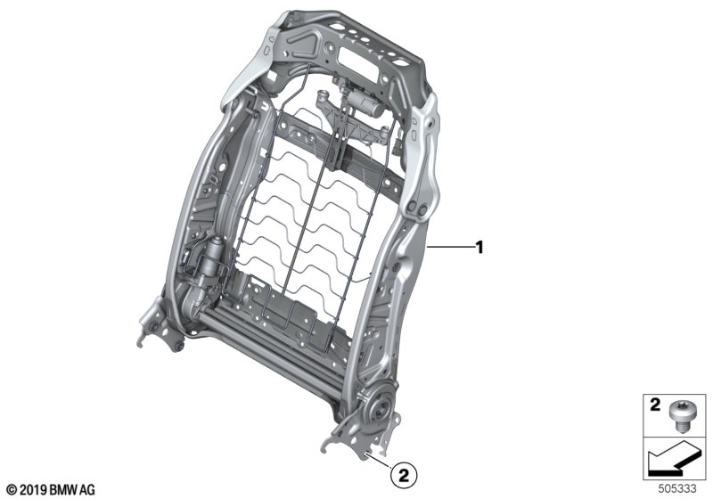 Каркас спинки переднего сиденья для BMW F15 X5 40eX N20 (схема запчастей)