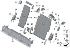 Накладки спинки заднего сиденья для BMW F15 X5 50iX 4.4 N63N (схема запасных частей)