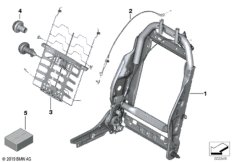 Каркас спинки переднего сиденья для BMW R58 Coop.S JCW N18 (схема запасных частей)