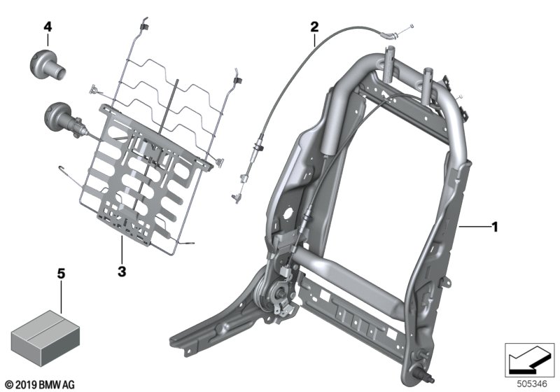 Каркас спинки переднего сиденья для MINI R61 JCW ALL4 N18 (схема запчастей)