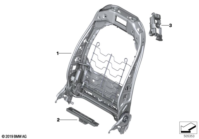 Каркас спинки переднего сиденья для BMW G16 M850iX N63B (схема запчастей)