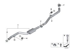 Катализатор/передний доп.глушитель для BMW G05 X5 40iX B58C (схема запасных частей)