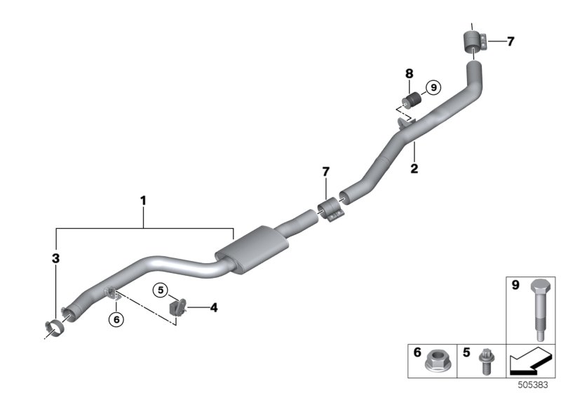 Катализатор/передний доп.глушитель для BMW G06 X6 40iX B58C (схема запчастей)