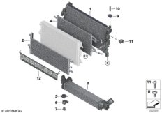 Крепеж радиатора охлаждающей жидкости для MINI F60 Cooper SE ALL4 B38X (схема запасных частей)