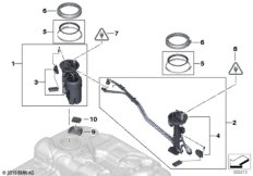Топливный насос/датчик уровня наполнения для BMW F15 X5 35iX N55 (схема запасных частей)