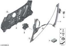 Механизм перемещения стекла двери Пд для BMW G15 M850iX N63B (схема запасных частей)