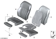 Сиденье Пд, набивка и обивка сид.пов.ком для BMW G30 530i B48D (схема запасных частей)