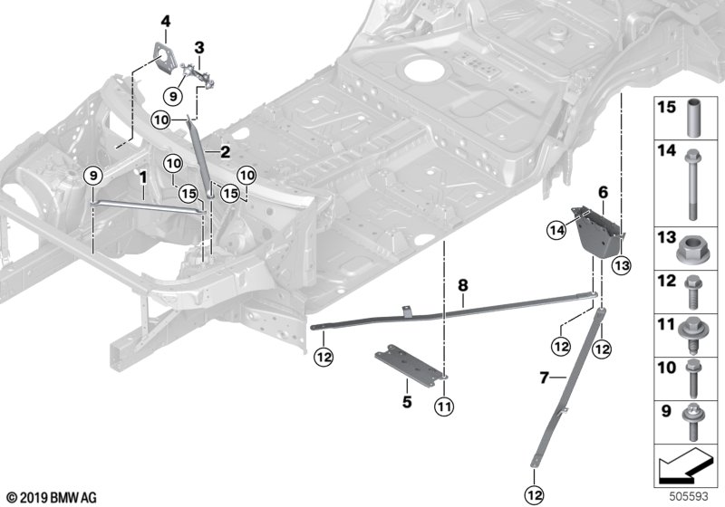 Элемент усиления кузова для BMW G07 X7 50iX N63M (схема запчастей)