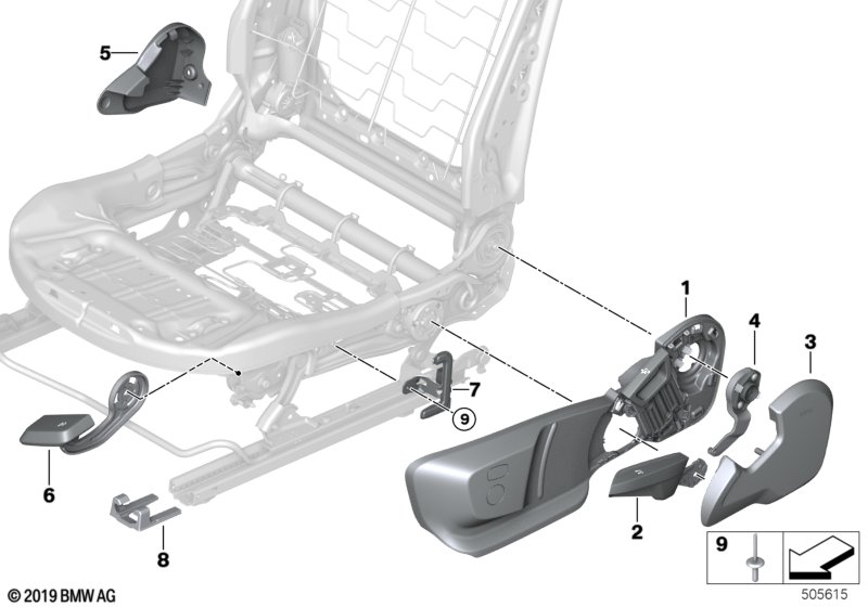 Сиденье Пд накладки сиденья для BMW G29 Z4 M40i B58C (схема запчастей)