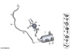 Фильтр с акт.углем/вентил.с.подачи топл. для BMW G15 M850iX N63B (схема запасных частей)