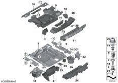 Вещевой отсек в полу багажного отделения для BMW G01 X3 20iX (TR55) B48 (схема запасных частей)