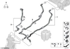 Шланги ОЖ автономной системы отопления для BMW G20 M340iX B58D (схема запасных частей)